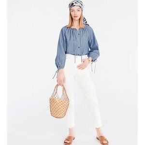 J. Crew $124 High Rise 90s Classic Straight Jeans in White Size T32 BF557
